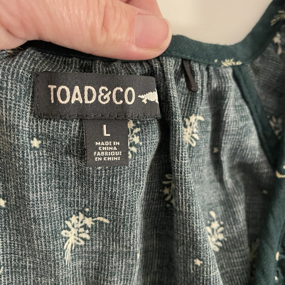 Toad & Co Organic Cotton Green Floral Tank Top Size L Vacation - Picture 7 of 8
